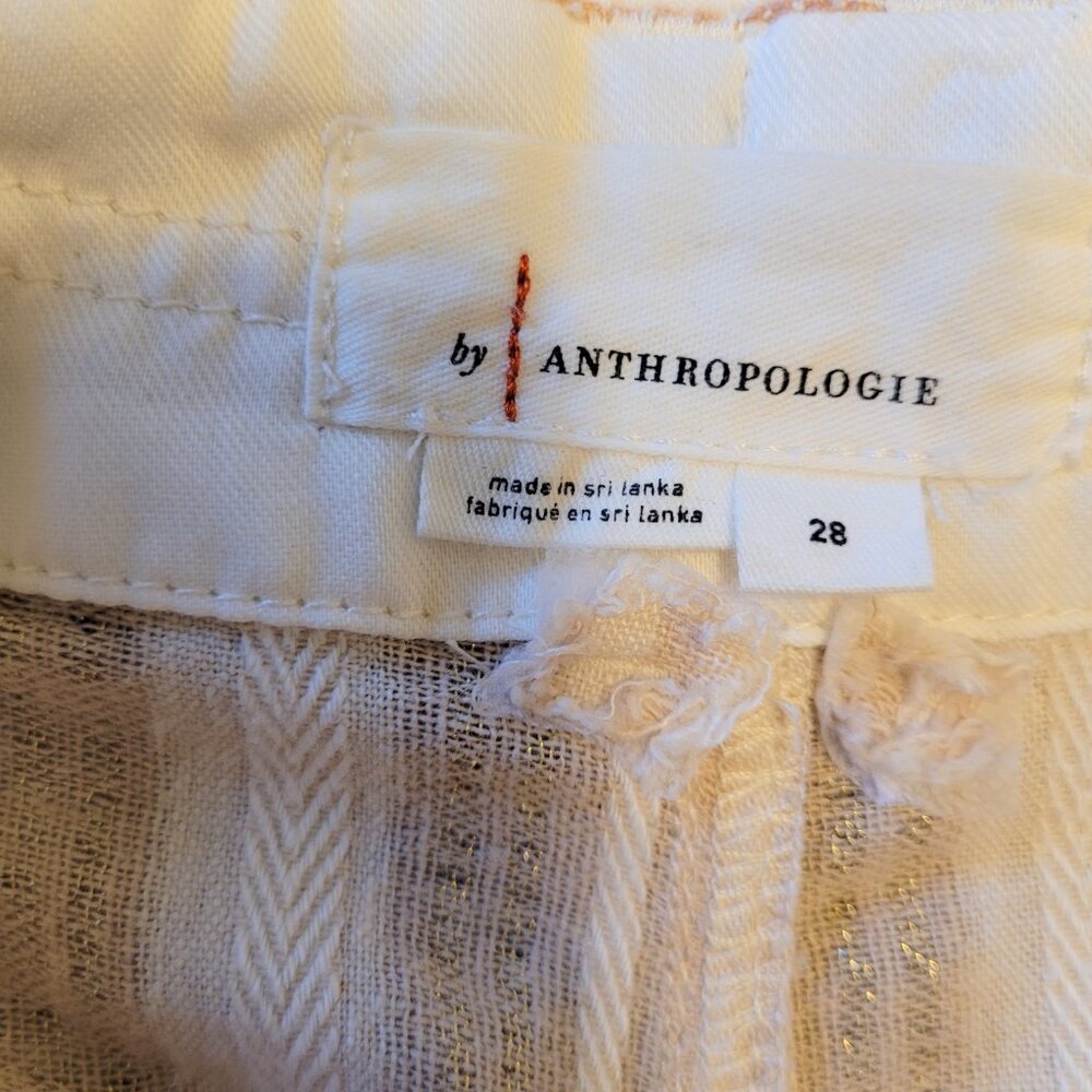 Linen-Blend Wide Leg Cargo Pants in Beige Stripe - Picture 5 of 8